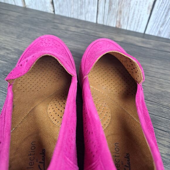 Clark's Trish Calla Hot Pink Slip On Perforated Loafer Women's Sz 7.5 M (NWOB) - Picture 7 of 9